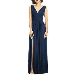NWT DESSY COLLECTION #2894 LUX V-NECK CHIFFON MIDNIGHT GOWN size 8